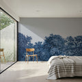Over the Treetops, Blue Ink Mural Wallpaper - room preview 04