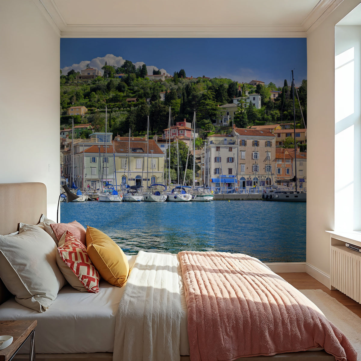 Mediterranean Harbor Mural Wallpaper - room preview 04