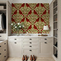 Cardinals & Winterberries, Vintage Mural Wallpaper - room preview 04