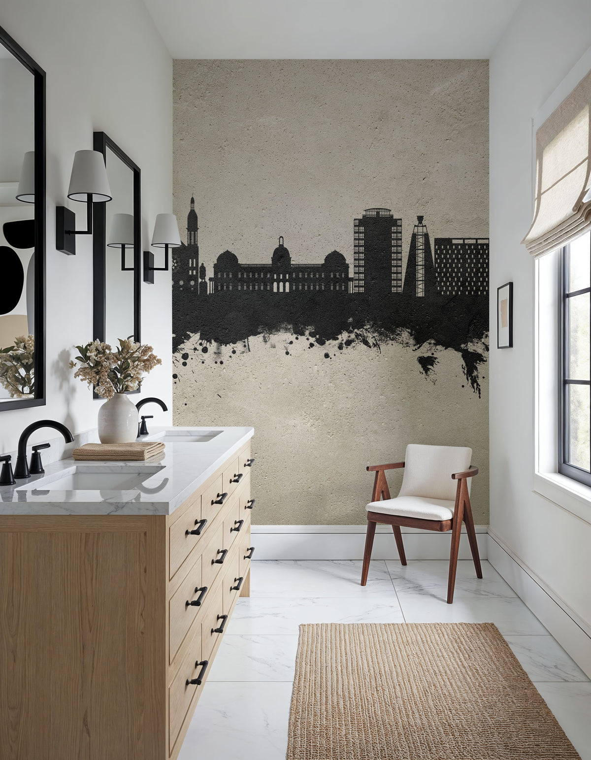 Port-au-Prince Haiti Skyline Concrete Mural Wallpaper - room preview 04
