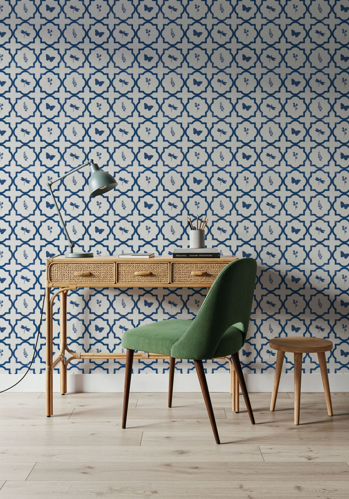 Blue Fields Dark Mural Wallpaper - room preview 04