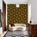 Papillion I, Chocolate & Green Mural Wallpaper - room preview 04