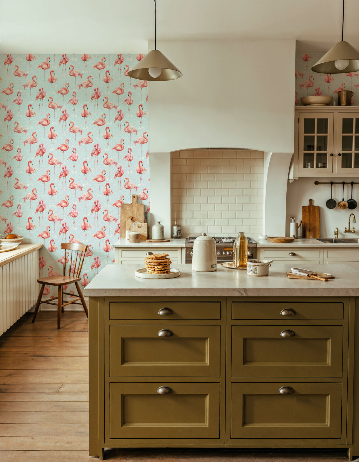 Flamingo Goals Blue Mural Wallpaper - room preview 04