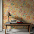 Harvest Paisley Mini Yellow Mural Wallpaper - room preview 04
