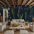 Botanical Floral Chart II Dark Blue Mural Wallpaper - room preview 04