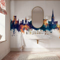 Norwich England Skyline Blue & Bronze Mural Wallpaper - room preview 04
