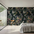 Floral Gaze, Dark Green Mural Wallpaper - room preview 04