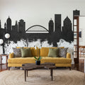 Rochester New York Skyline Black & White Mural Wallpaper - room preview 04