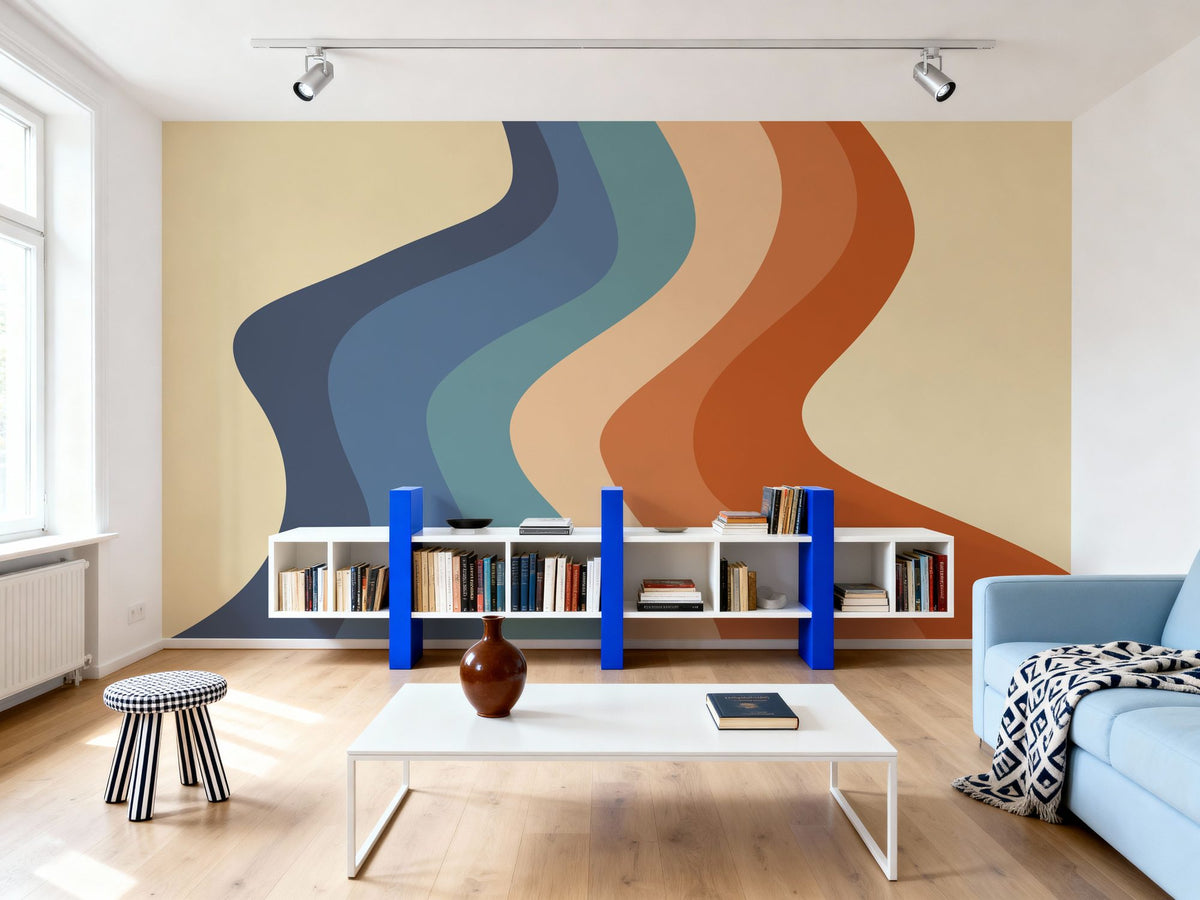 Swirly Hippie Rainbow Mural Wallpaper - room preview 04