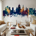 Nottingham England Skyline Blue & Bronze Mural Wallpaper - room preview 04