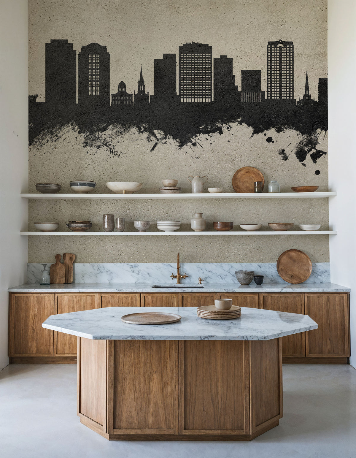 Norfolk Virginia Skyline Concrete Mural Wallpaper - room preview 04