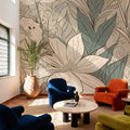 Leaf Lines Mural Wallpaper - Warm Tone - room preview 04