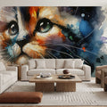 Watercolor Cat Mural Wallpaper - room preview 04