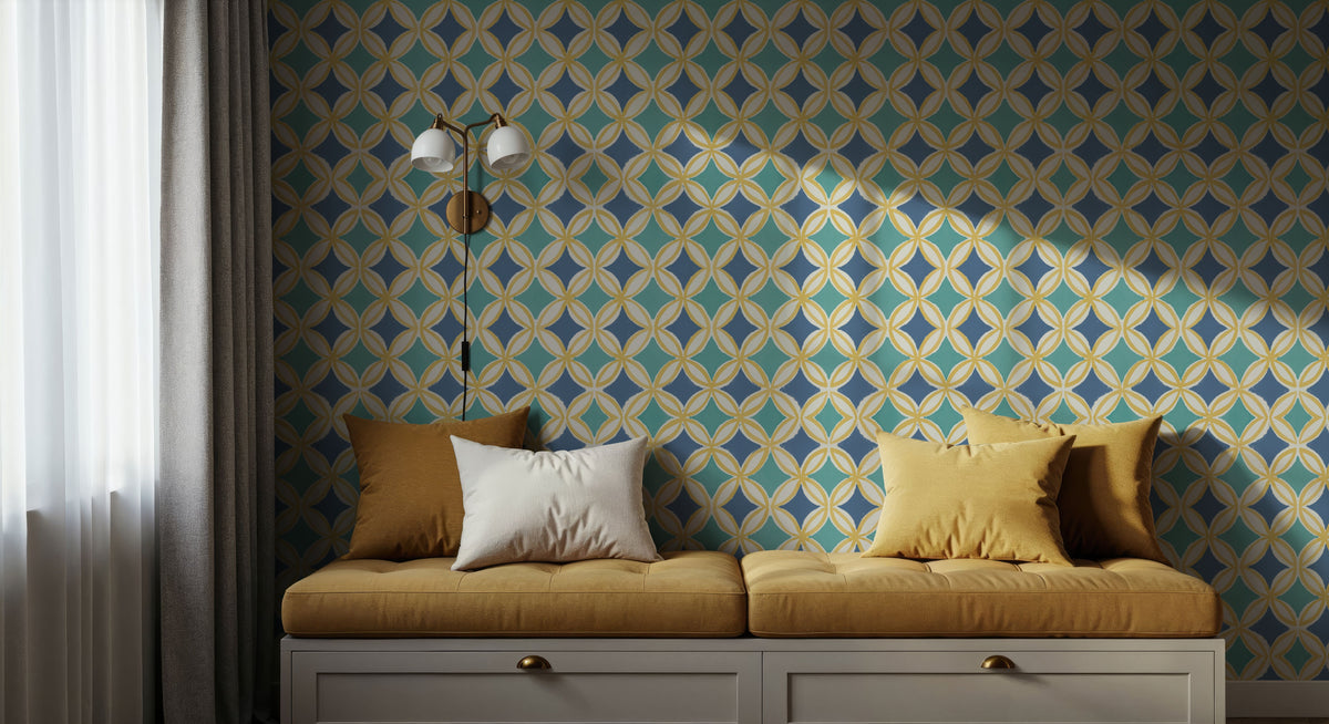 Starcircle Blue Mural Wallpaper - room preview 04