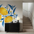 Blue Leaf Lemons I Mural Wallpaper - room preview 04