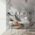 Feather Geometry Gray Mural Wallpaper - room preview 04