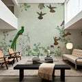 Fields of Birds and Flowers Mural Wallpaper - Neutral Tone - room preview 04