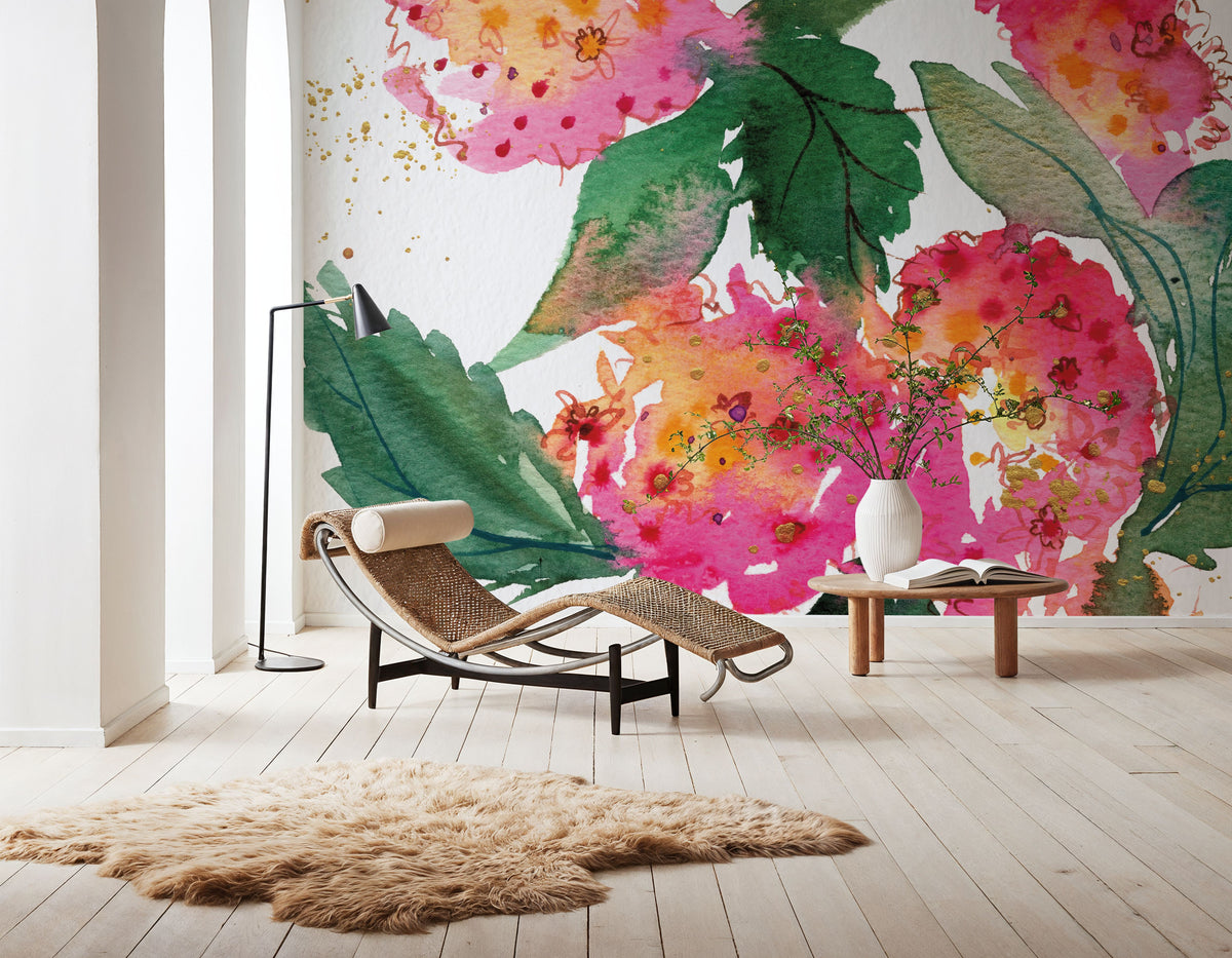 Summer Hydrangeas Mural Wallpaper - room preview 04