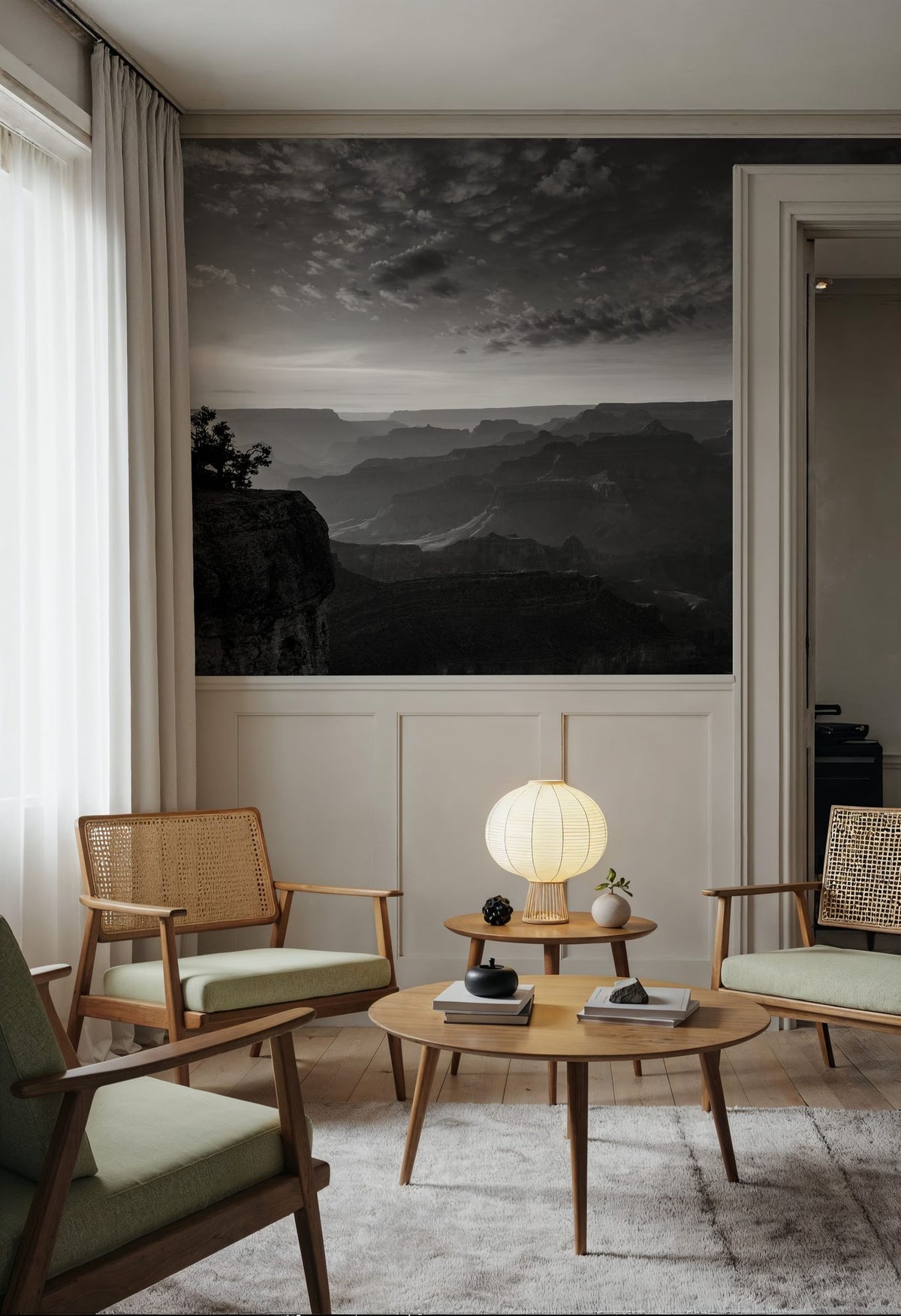 Grand Canyon Sunset BW Mural Wallpaper - room preview 04