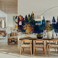 Pandharpur India Skyline Blue & Bronze Mural Wallpaper - room preview 04