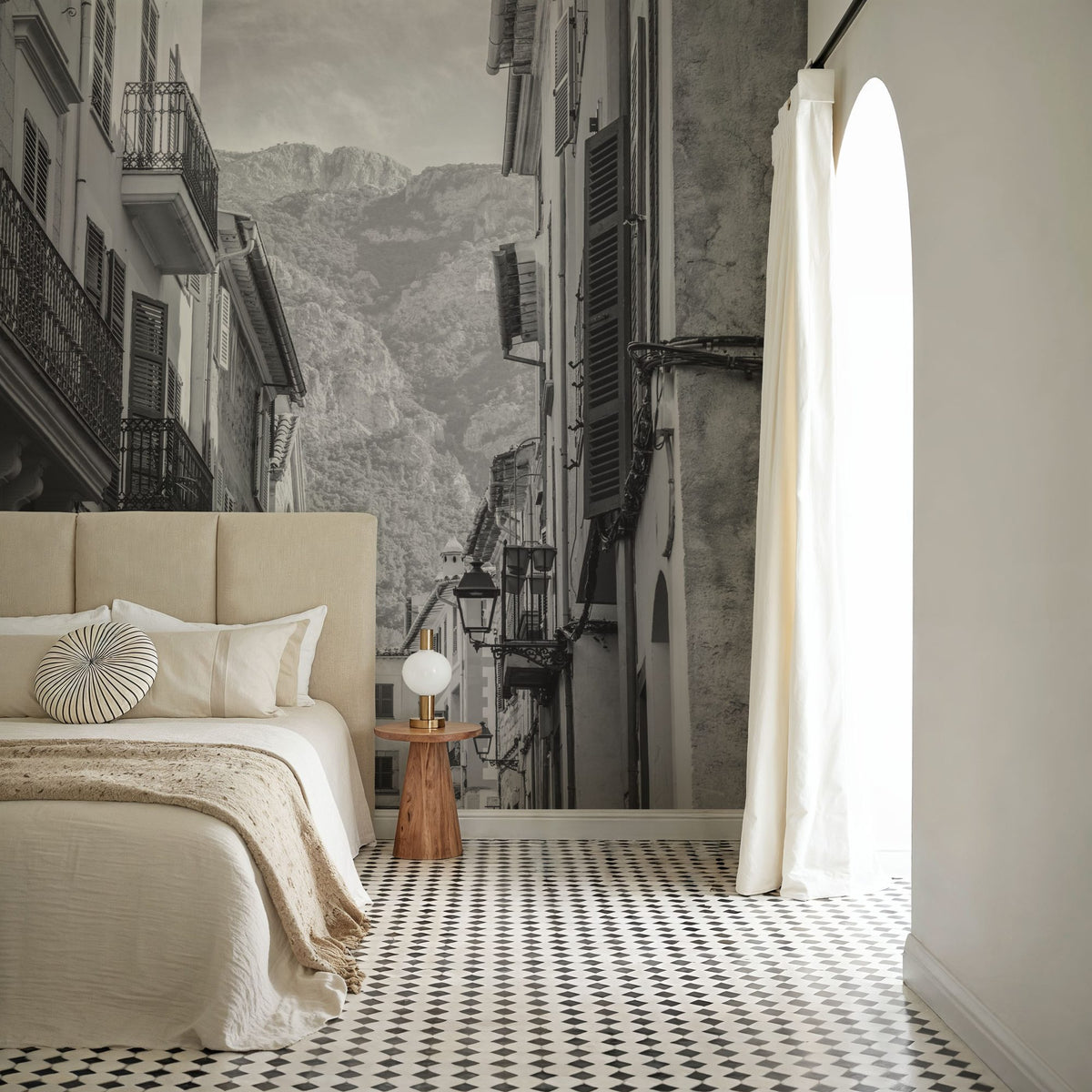 Spanish Islands BW Mural Wallpaper - room preview 04