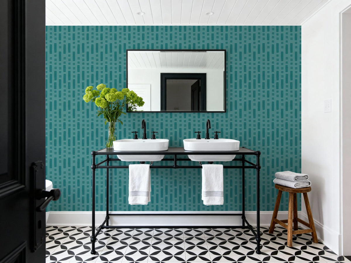 Coastal Signals Turqouise Mural Wallpaper - room preview 04