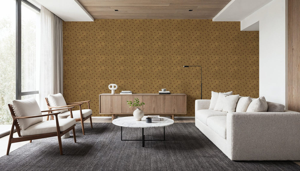 Autumn Dots Khaki Mural Wallpaper - room preview 04