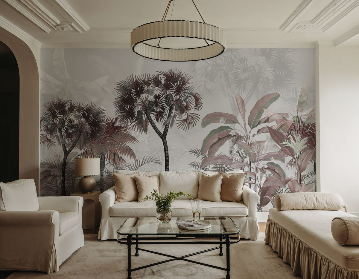 Tropical Forest Strolls Light Blue Mural Wallpaper - room preview 04