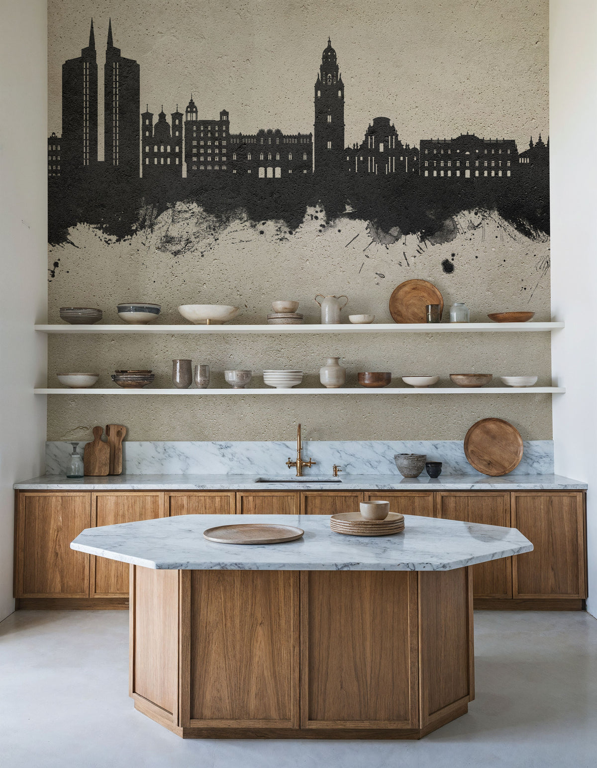 Murcia Spain Skyline Concrete Mural Wallpaper - room preview 04