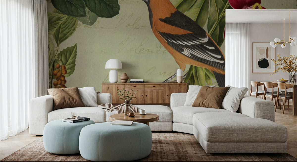 Vintage Birds Mural Wallpaper - room preview 04