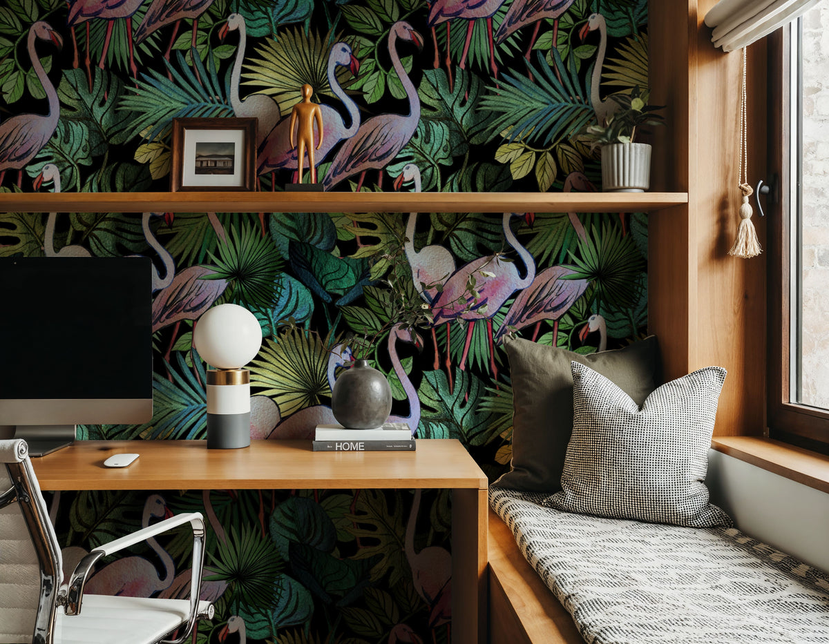 Flamingo Oasis Mural Wallpaper - room preview 04
