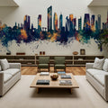 Kuwait City Skyline Blue & Bronze Mural Wallpaper - room preview 04