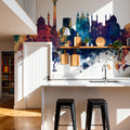 Tehran Iran Skyline Blue & Bronze Mural Wallpaper - room preview 04