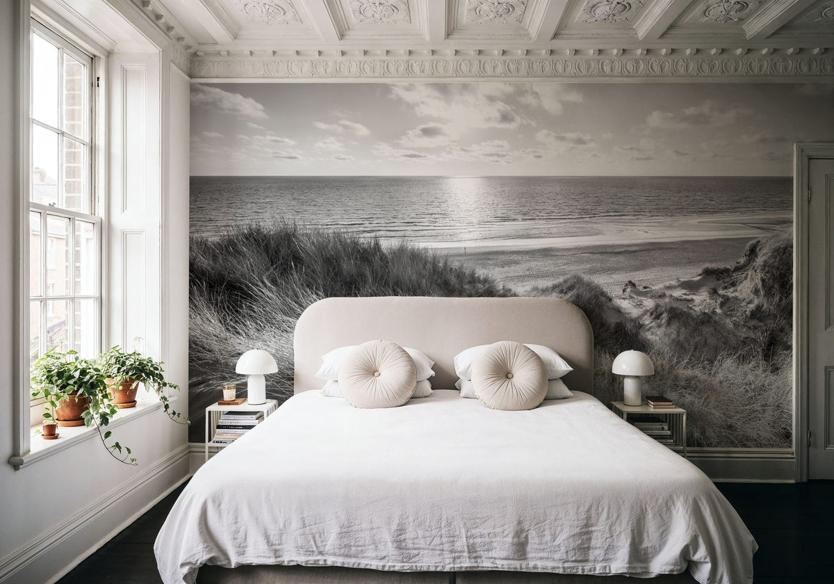 Dune Landscape, Black & White Mural Wallpaper - room preview 04