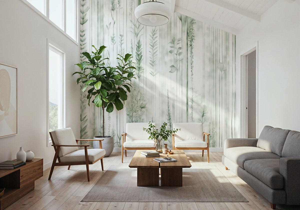 Botanical Wall Green Mural Wallpaper - room preview 04