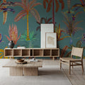 Statement Palm, Turquoise Mural Wallpaper - room preview 04
