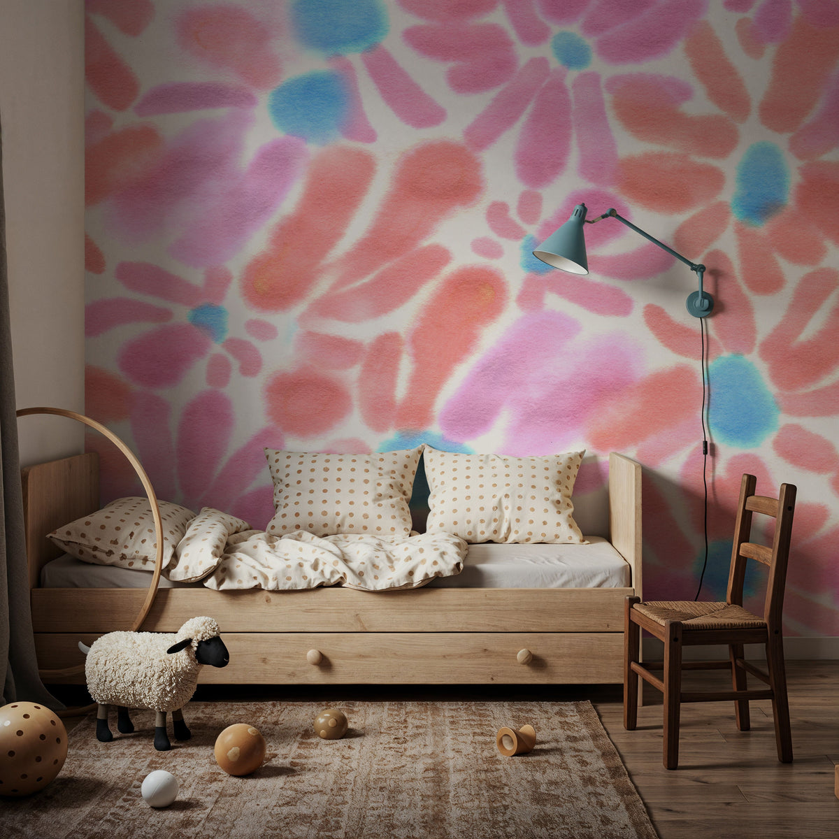 August Blossoms, Pink Mural Wallpaper - room preview 04