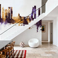 Colombo Sri Lanka Skyline Purple & Gold Mural Wallpaper - room preview 04