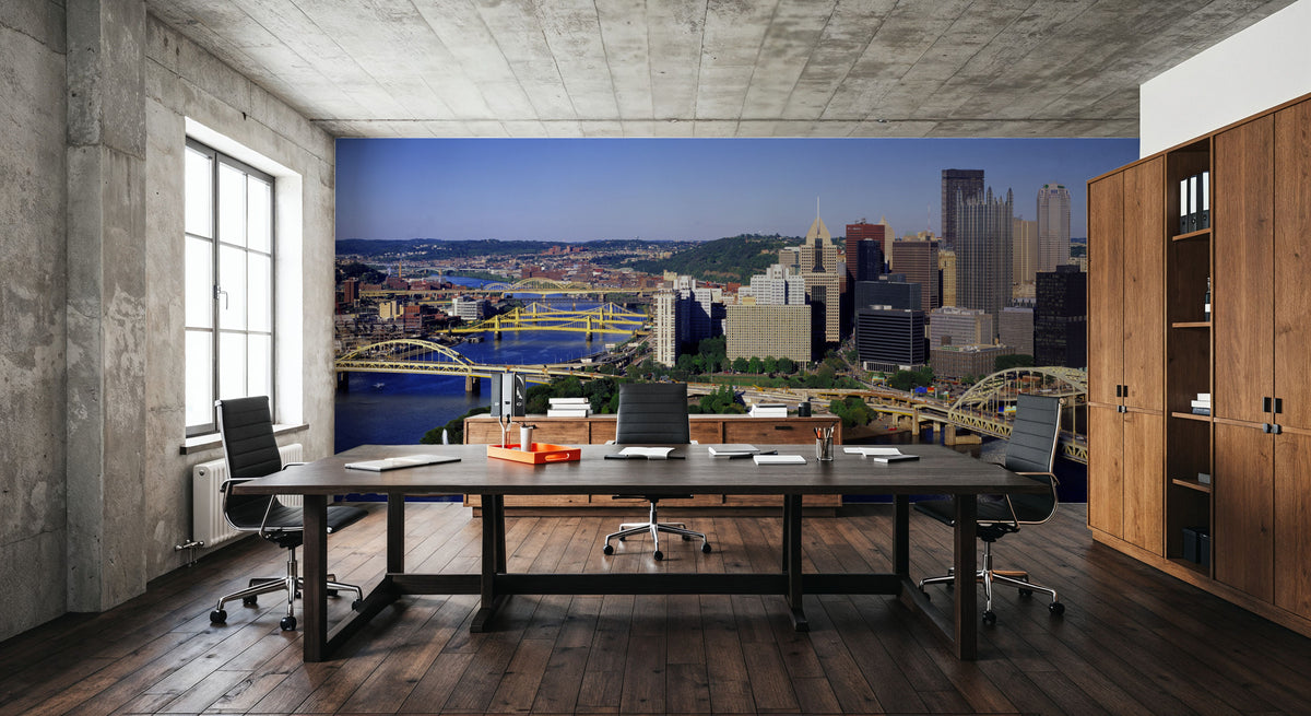 Golden Bridges Cityscape Mural Wallpaper - room preview 04