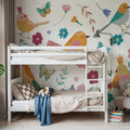 Royal Birds on White Mural Wallpaper - room preview 04