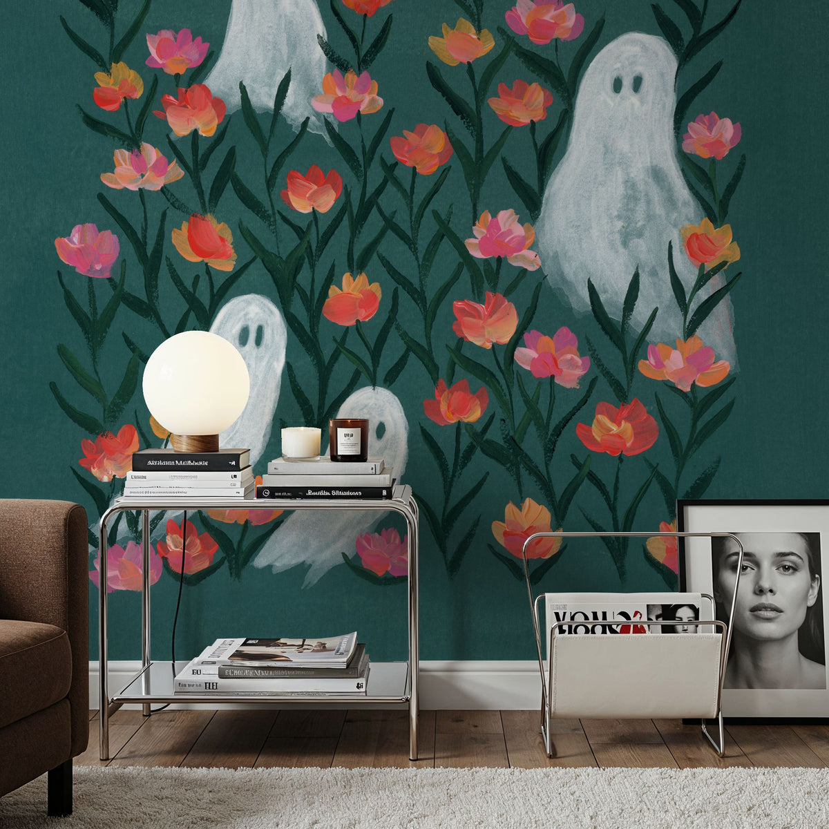 Ghosts in the Flower Patch Mural Wallpaper - room preview 04
