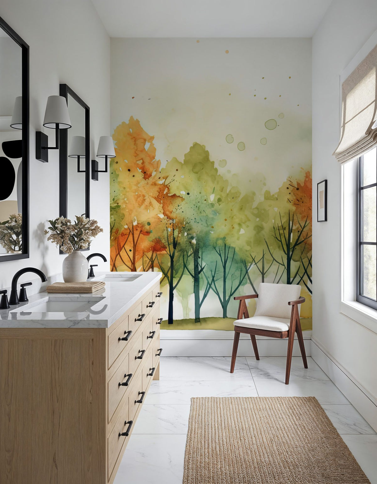 Watercolor Fall Mural Wallpaper - room preview 04