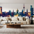 Mannheim Germany Skyline Blue & Bronze Mural Wallpaper - room preview 04