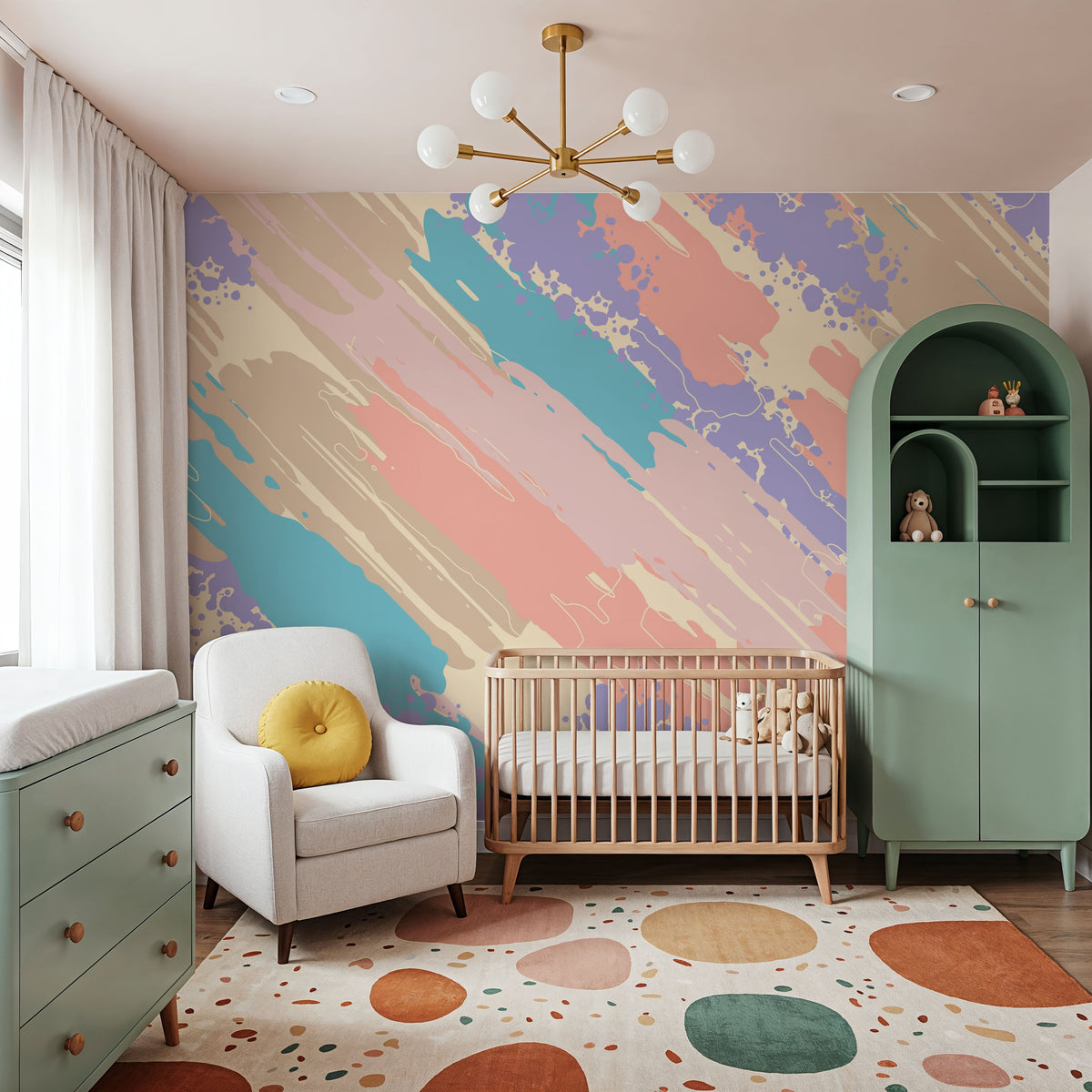 Shape and Splash Diagonal Mural Wallpaper - room preview 04