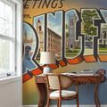 Greetings From Springfield Mass. Mural Wallpaper - room preview 04