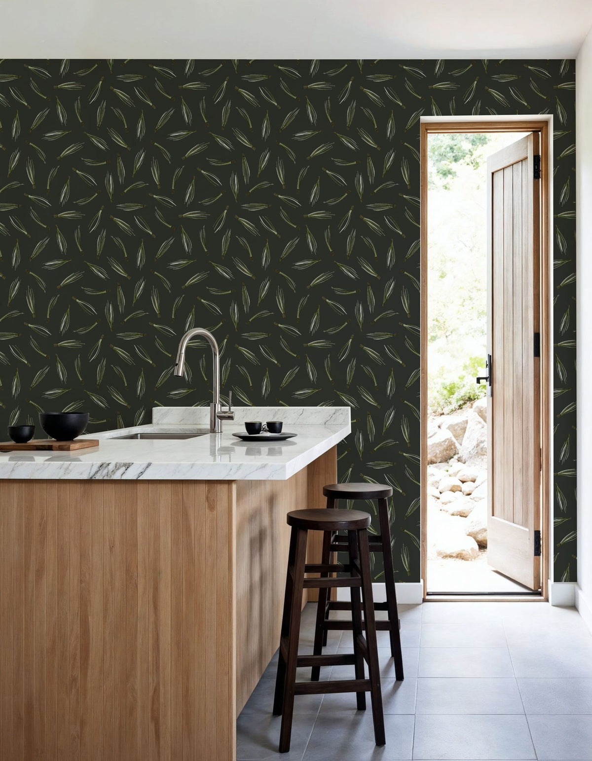 Pine Needles Dark Mural Wallpaper - room preview 04
