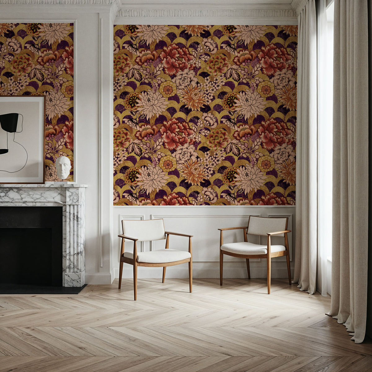 Vintage Floral Arches Mural Wallpaper - room preview 04