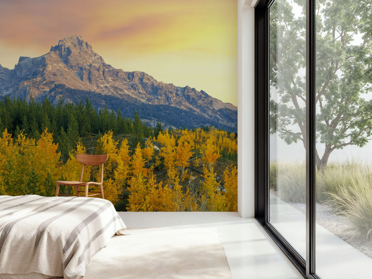 Golden Mountain Majesty Mural Wallpaper - room preview 04