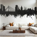 Riga Latvia Skyline Black & White Mural Wallpaper - room preview 04