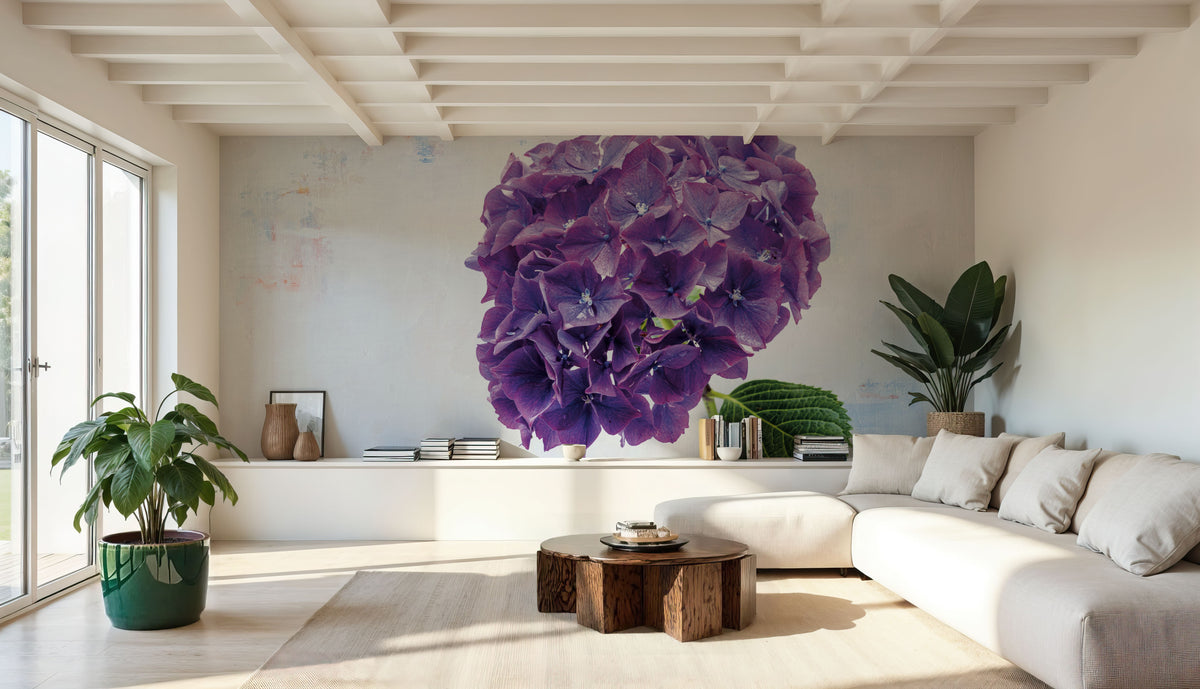 Bright Purple Hydrangea Mural Wallpaper - room preview 04